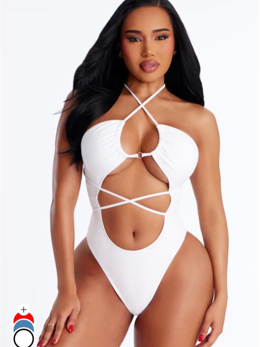 Fashion Nova White Cutout One-Piece Swimsuit